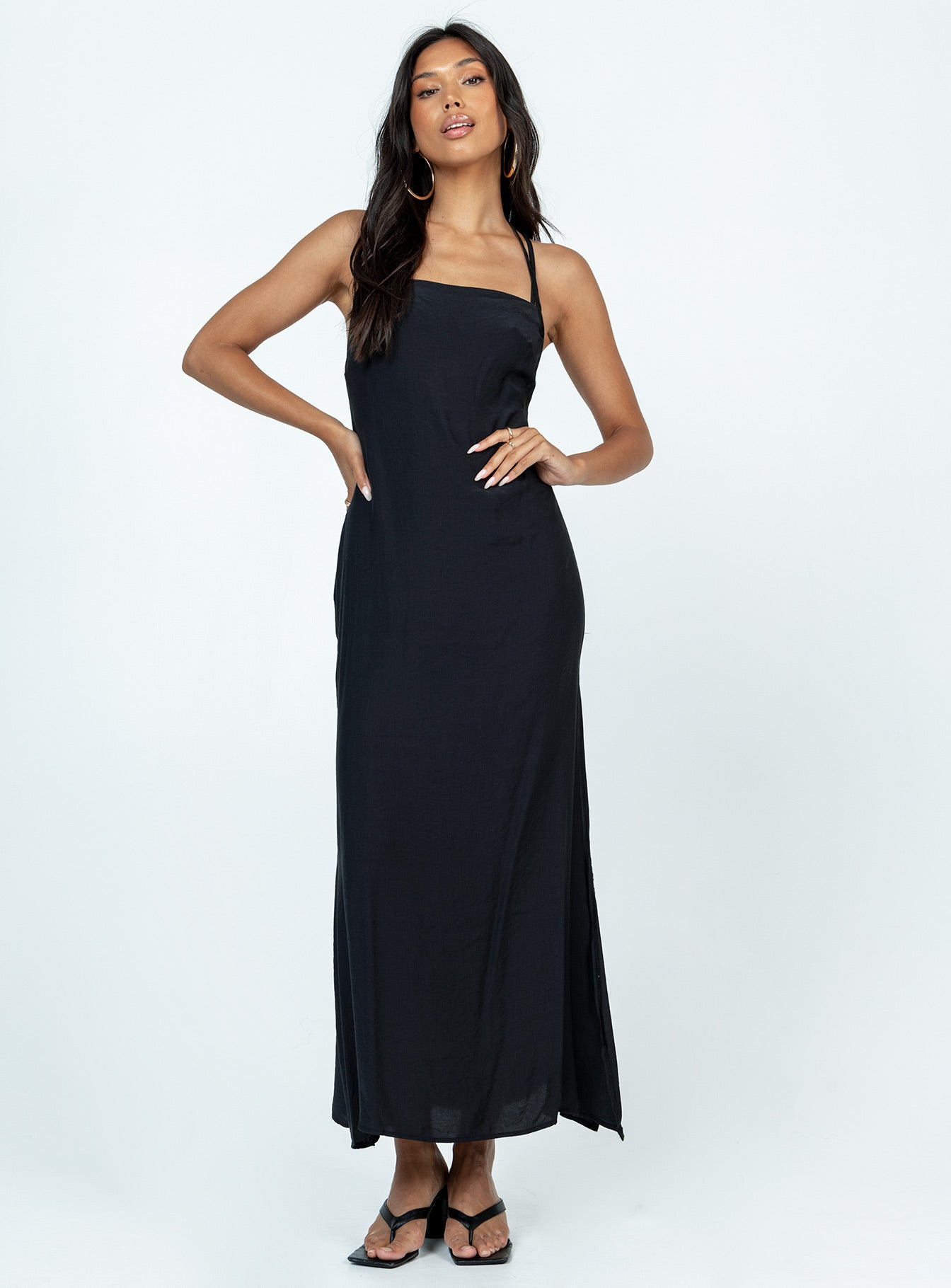 Angela Tie Maxi Dress Black - Image 3