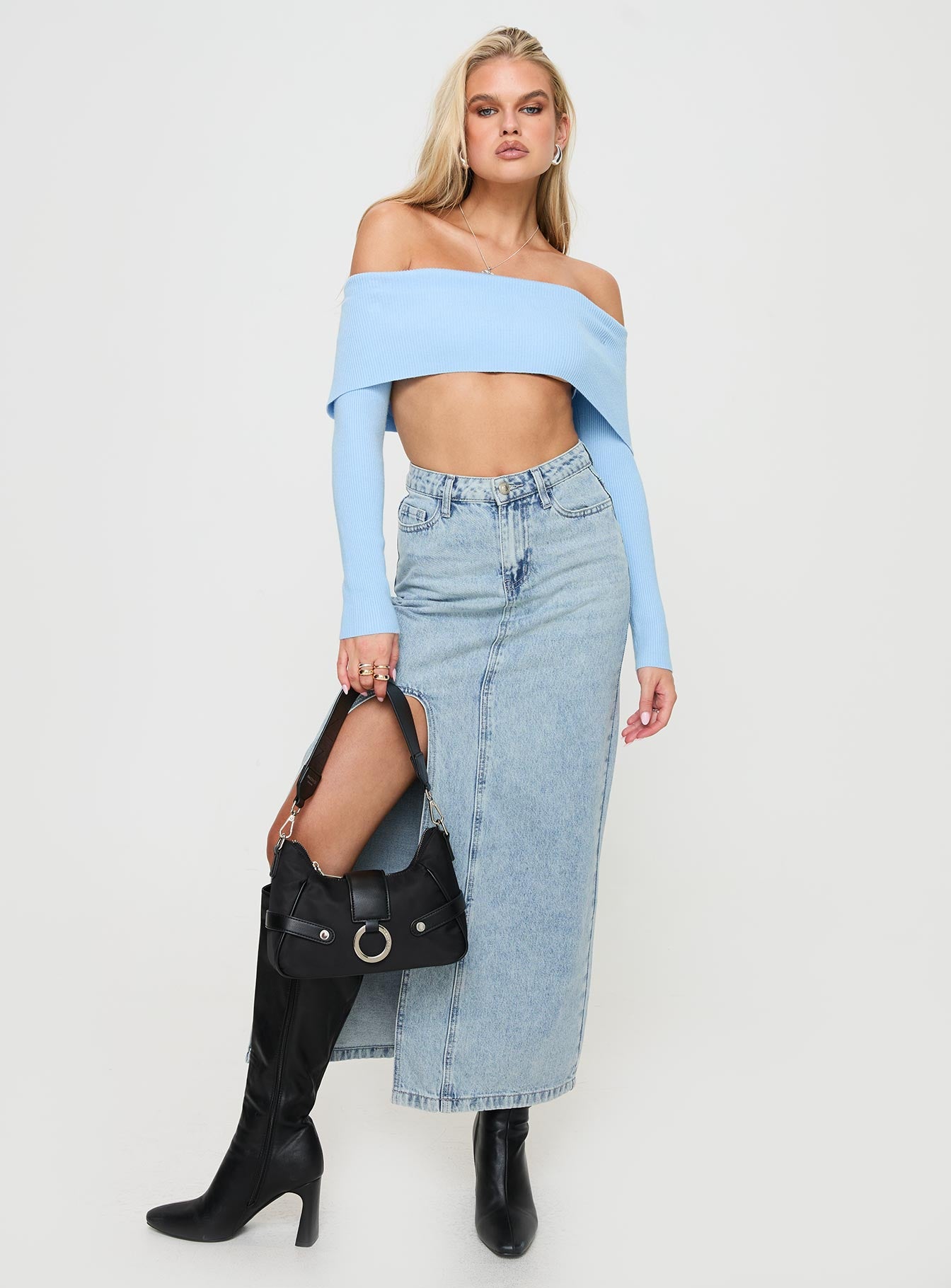 Hardele Off The Shoulder Top Blue - Image 2