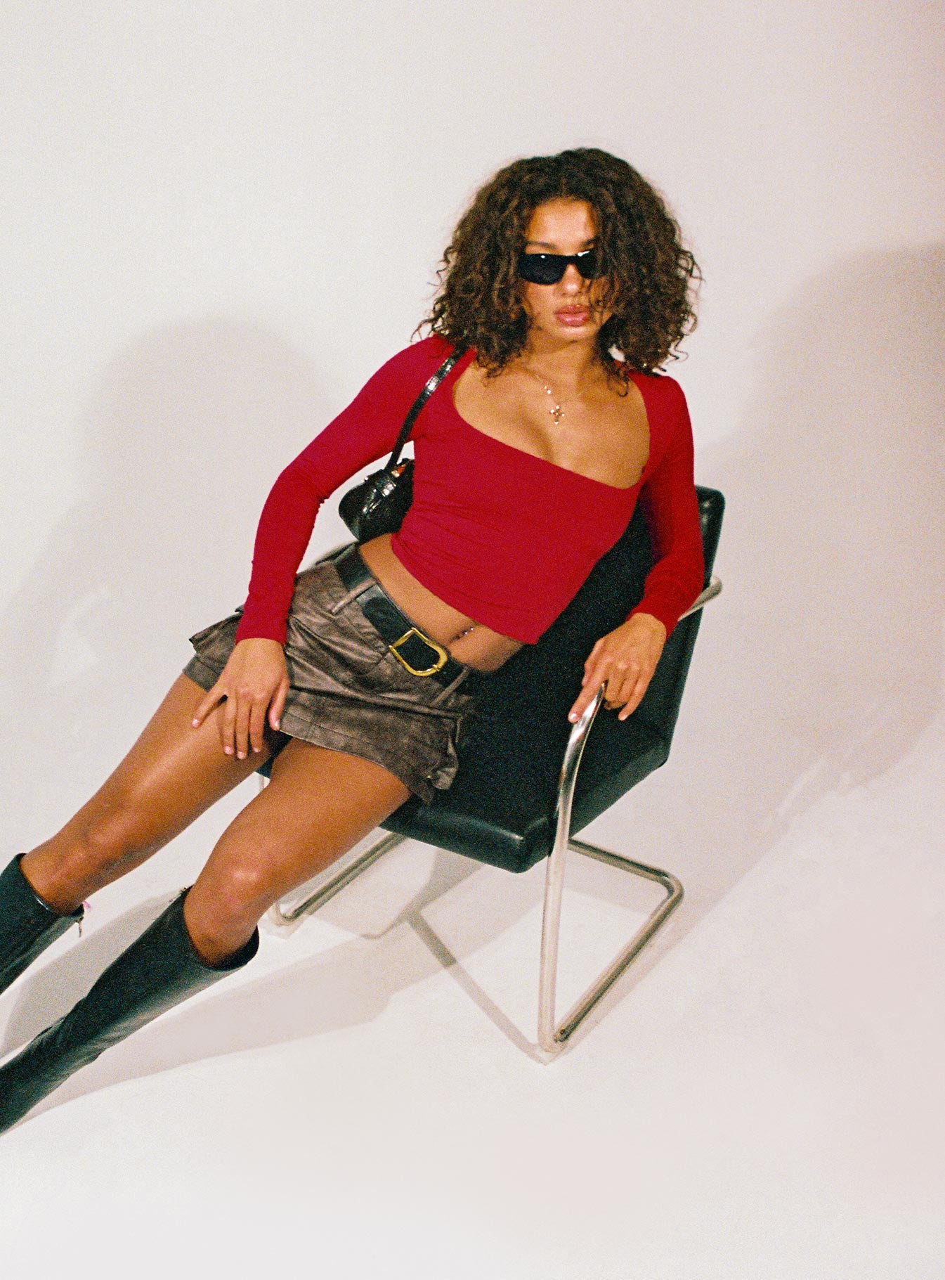 Domenic Faux Leather Mini Skirt Washed Black Petite - Image 9