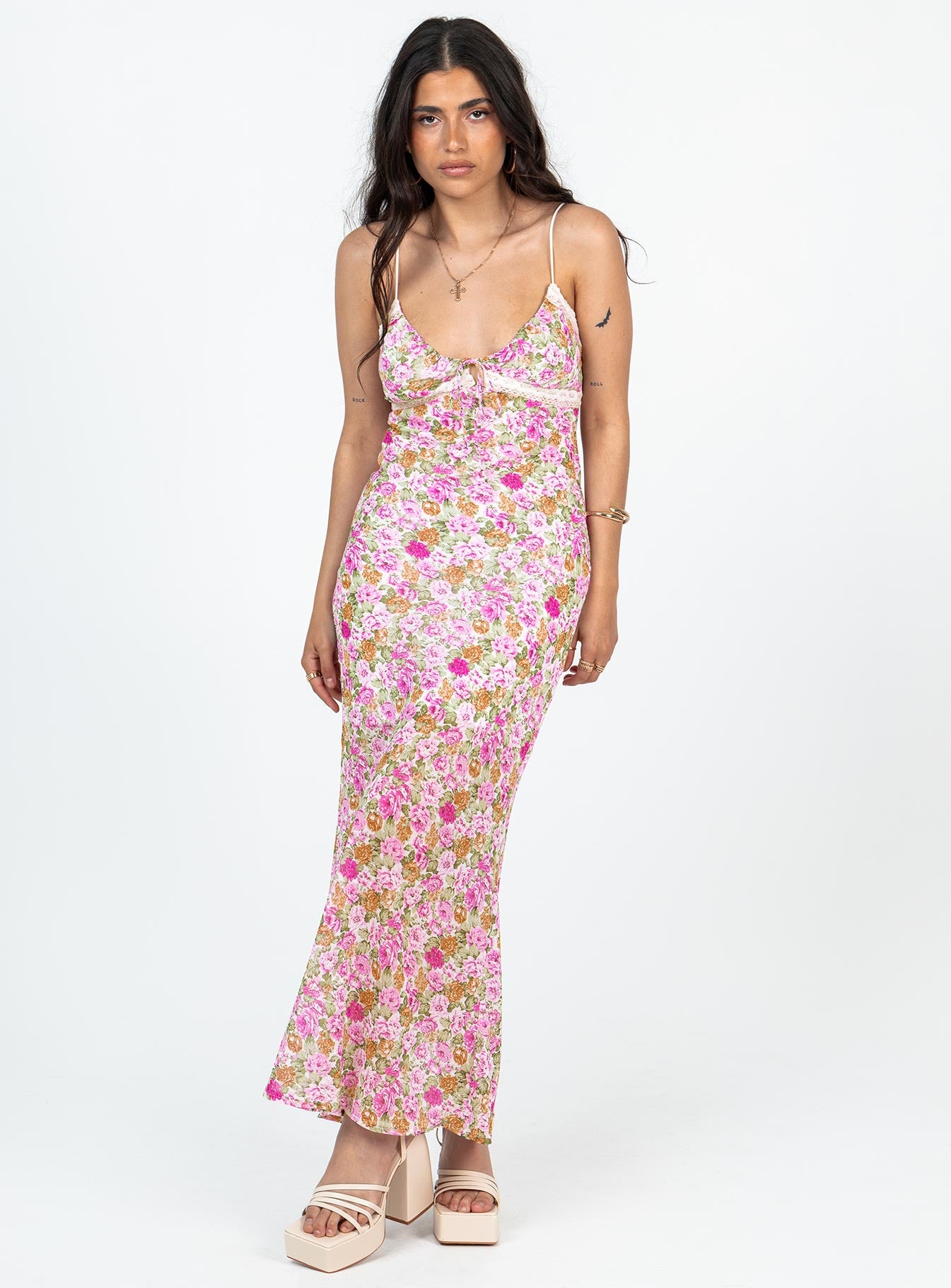 Emily Maxi Dress Pink Floral Petite - Image 3