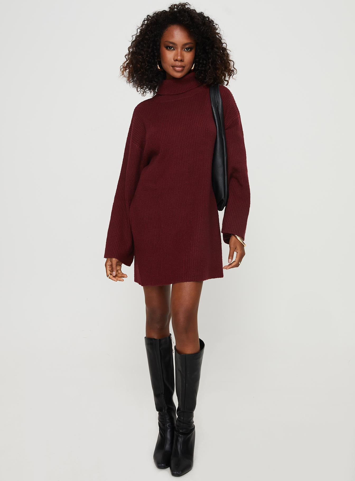 Sonelle Knit Mini Dress Burgundy - Image 3