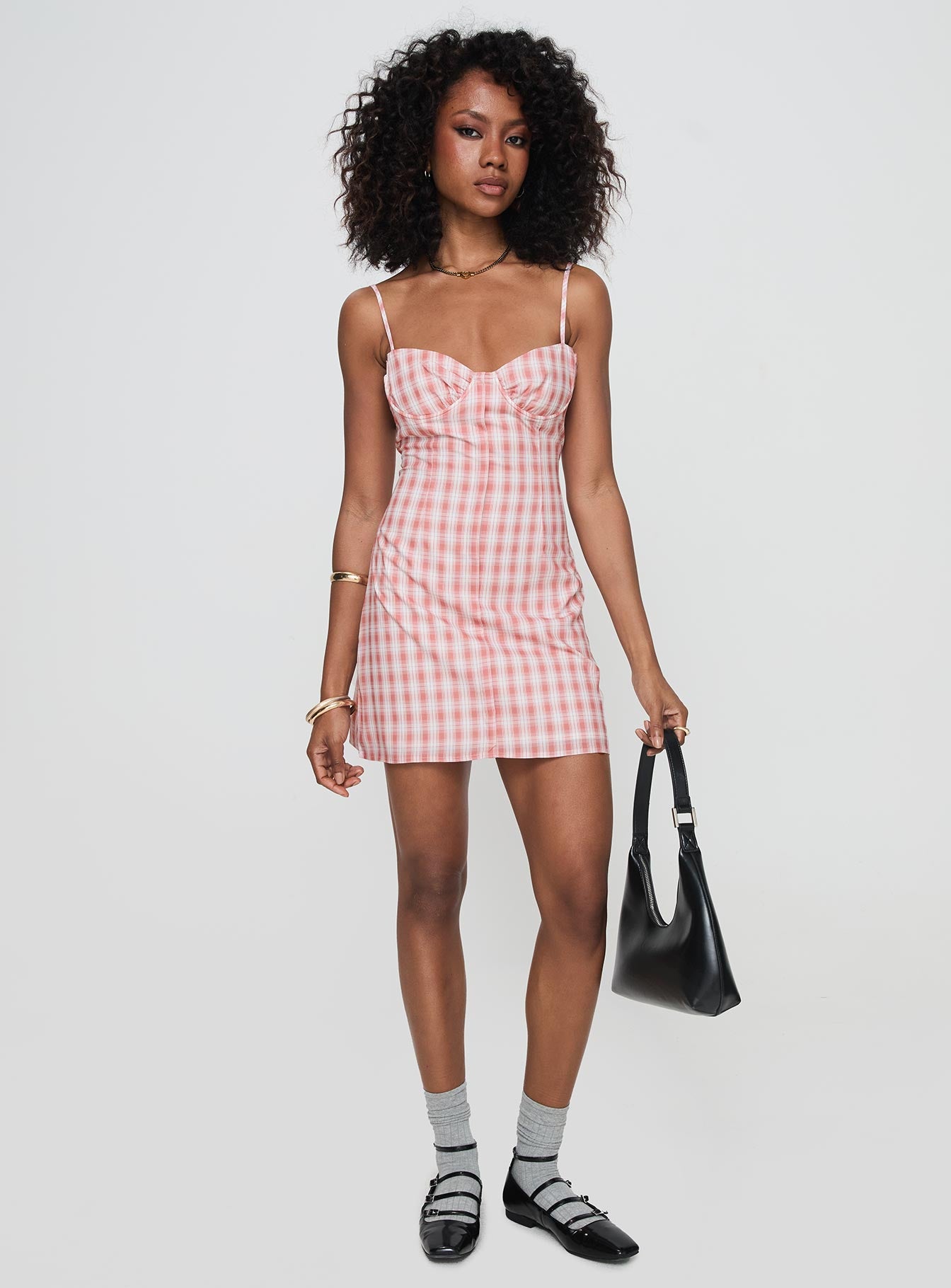 Poto Mini Dress Pink Check - Image 3