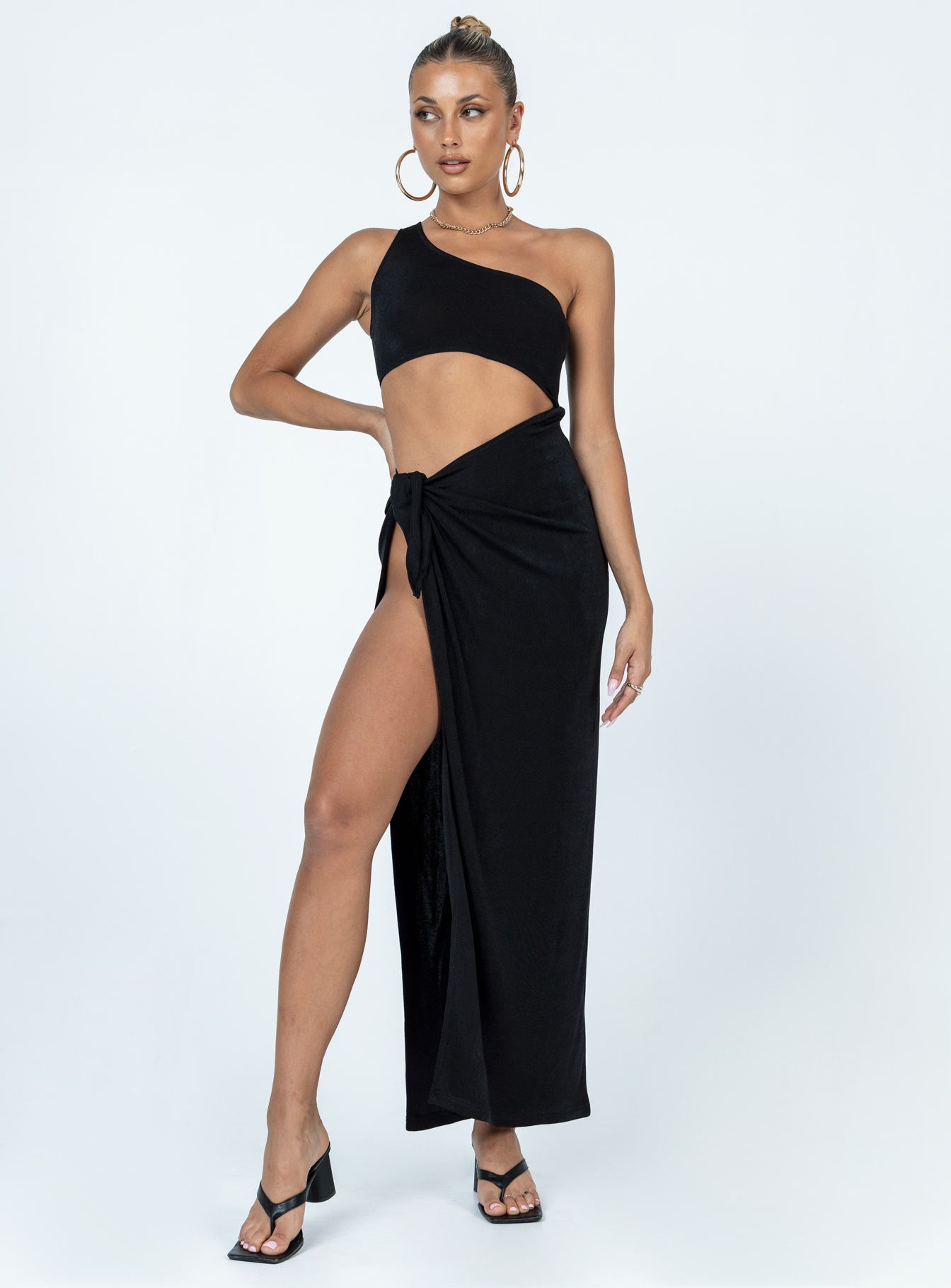 Kola One Shoulder Maxi Dress Black - Image 3