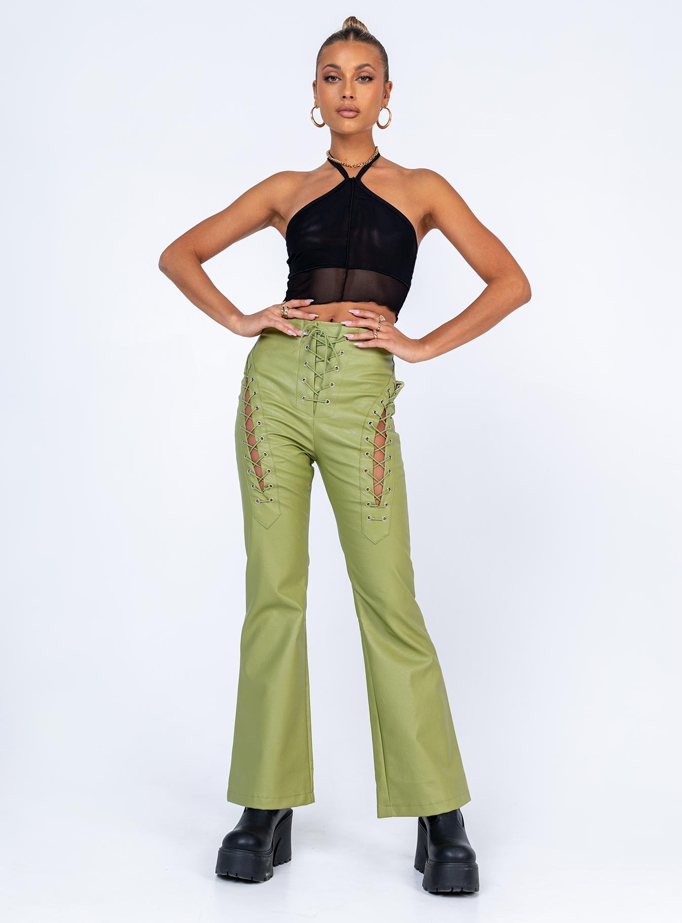 Harvey PU Pants Green - Image 3