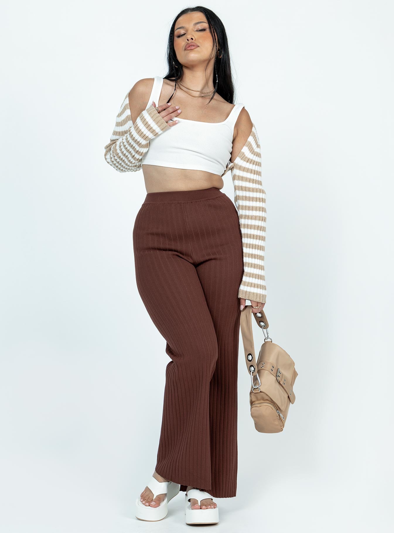 Allen Ribbed Pants Brown - Image 2