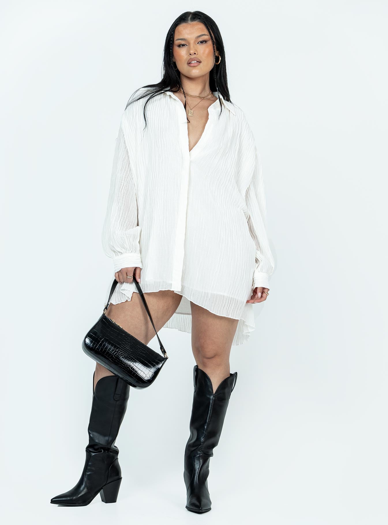 Tune In Shirt Dress White - Image 3
