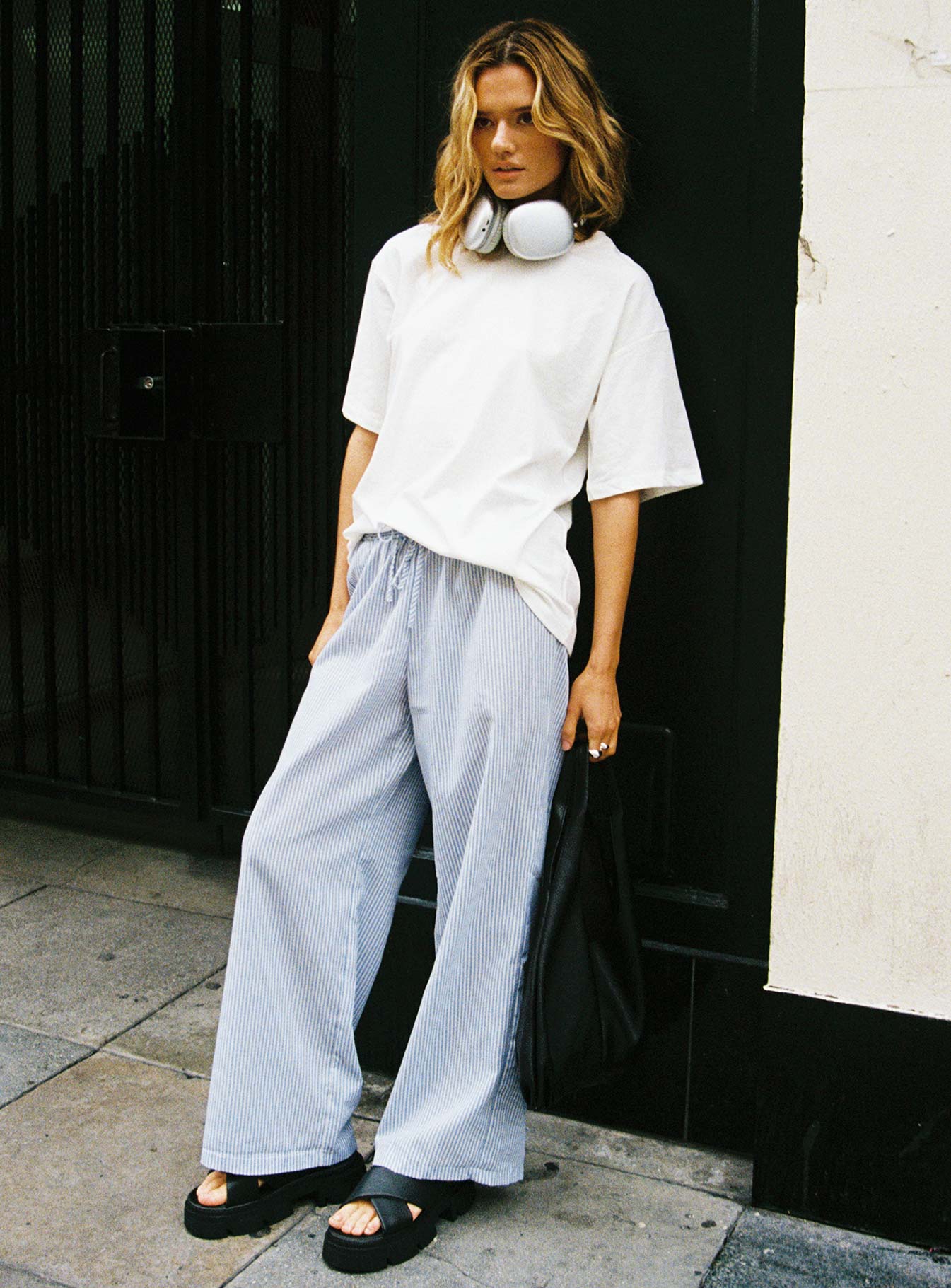 Holiday Tie Front Pant Blue/ White Stripe - Image 10