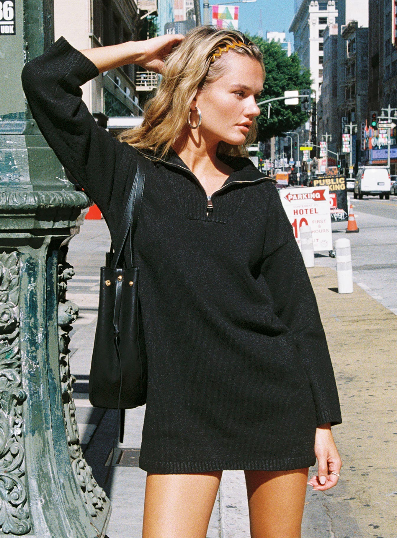 Darmi Mini Sweater Dress Black - Image 2
