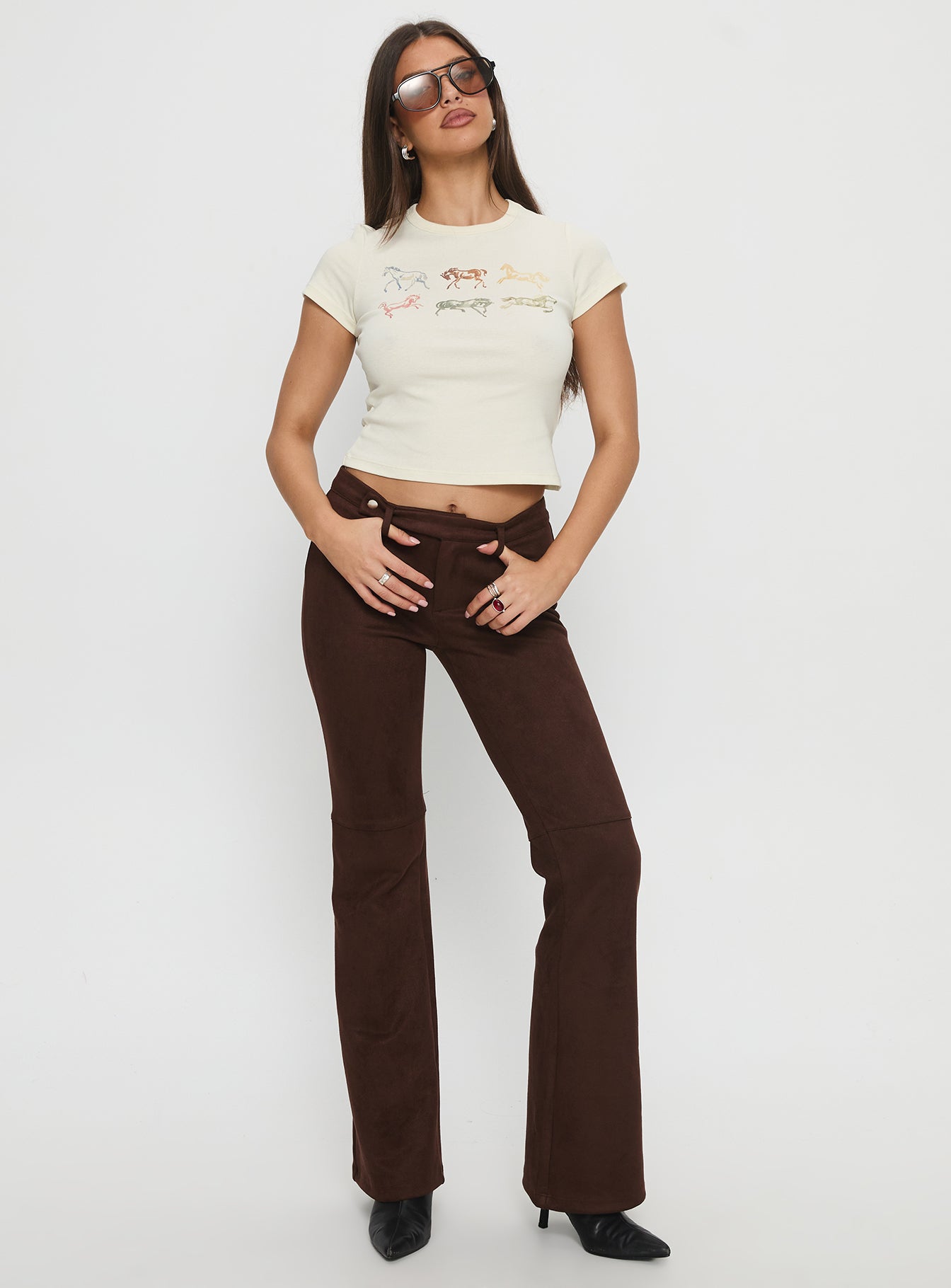 Final Shot Faux Suede Pants Brown - Image 3