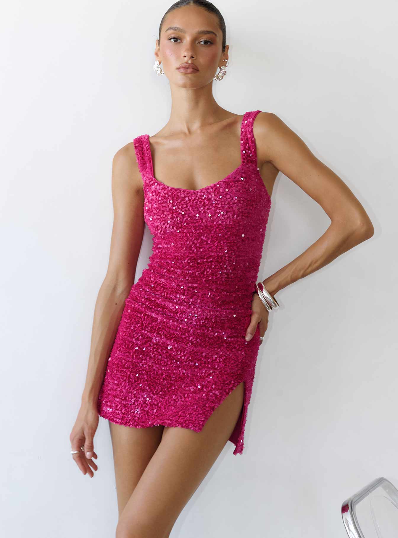 Centerfold Sequin Mini Dress Pink - Image 12