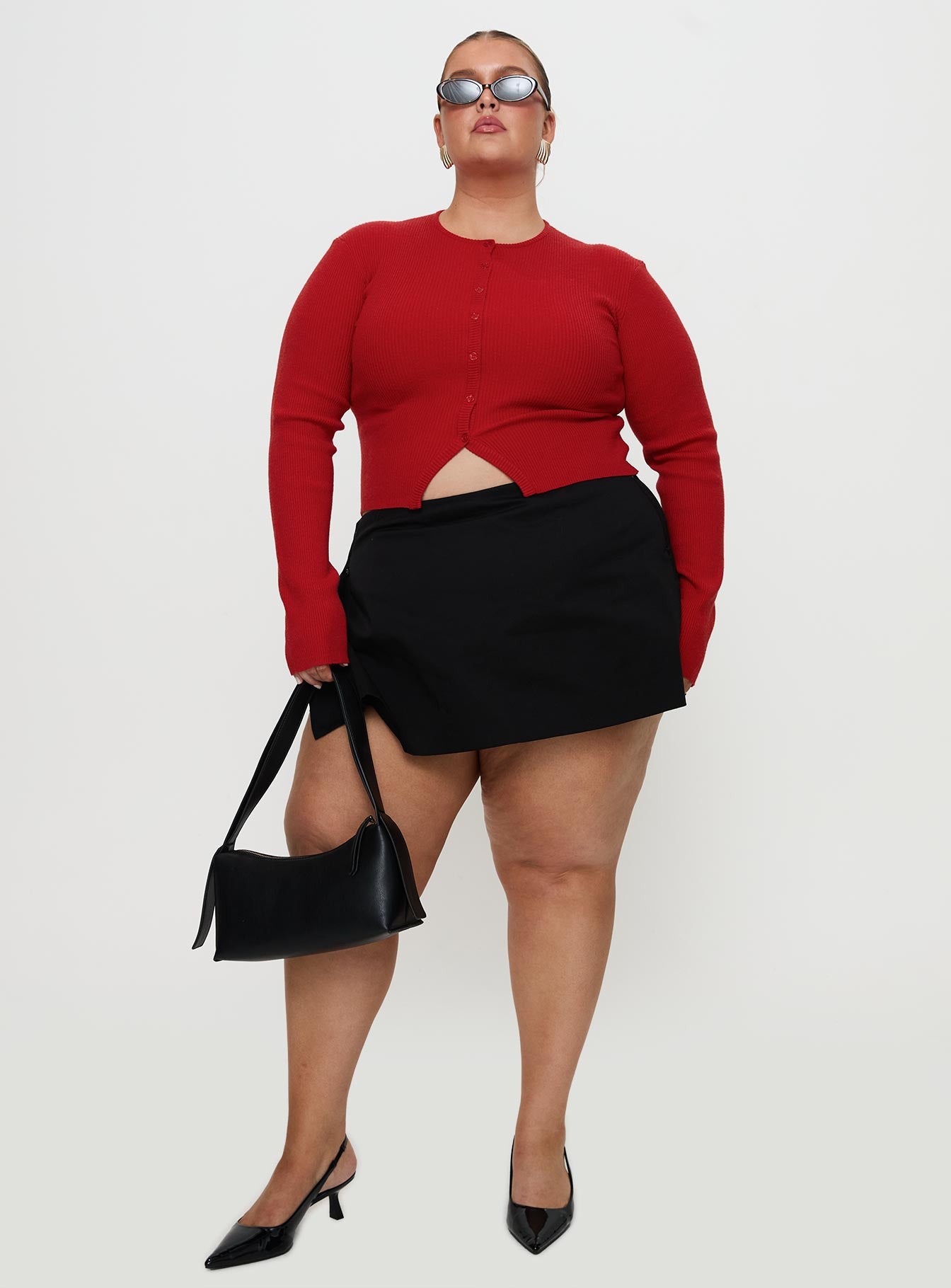 Suzu Long Sleeve Knit Top Red Curve - Image 3