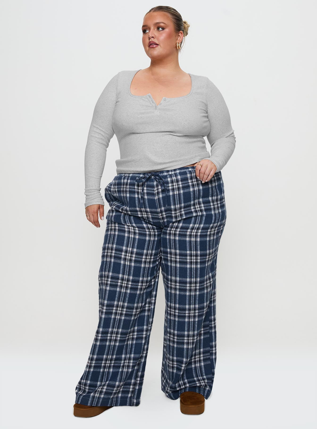In The Morning Sleep Pant Blue Check Curve - Image 3