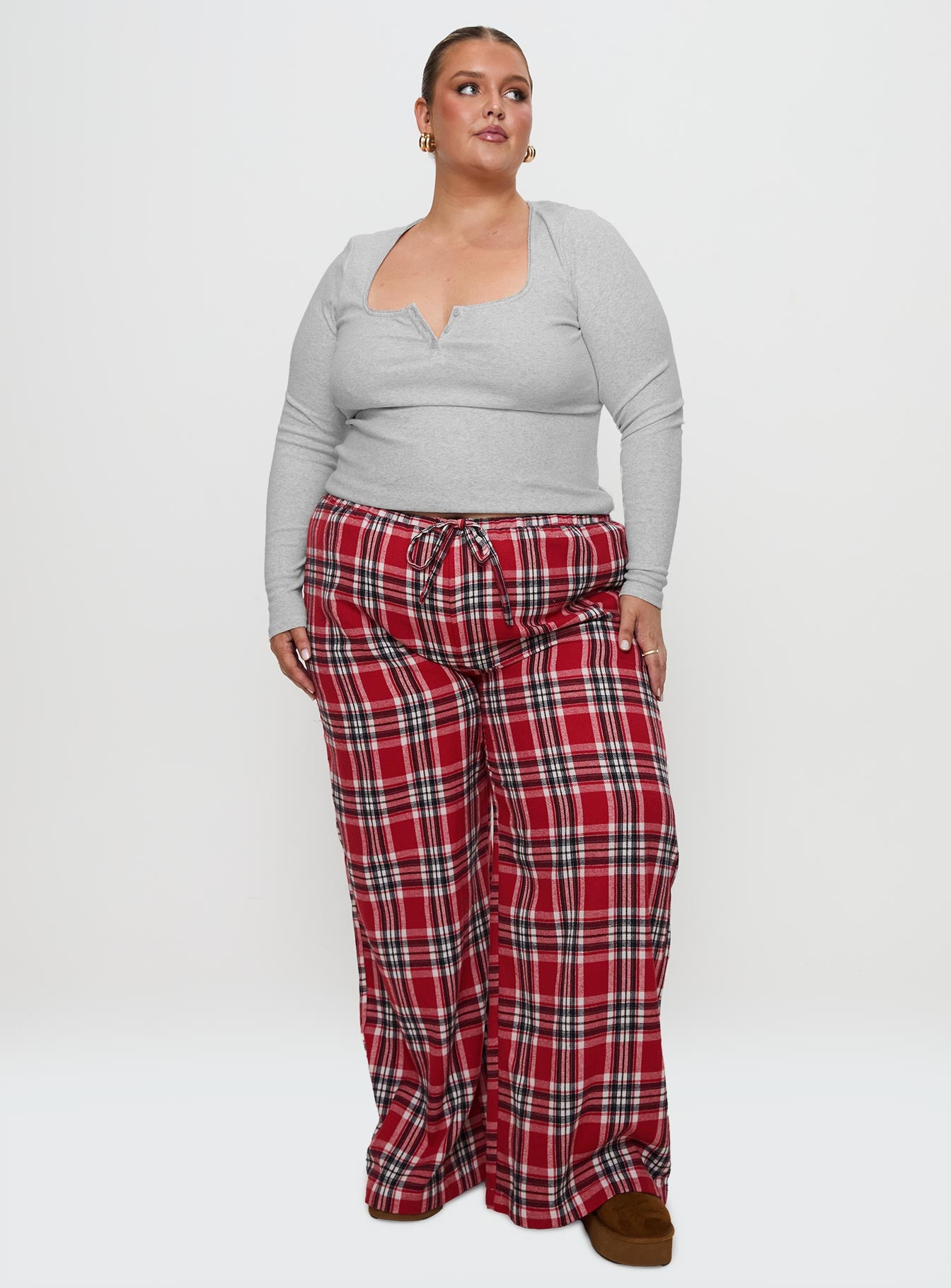 In The Morning Sleep Pant Red Check Curve - Image 3