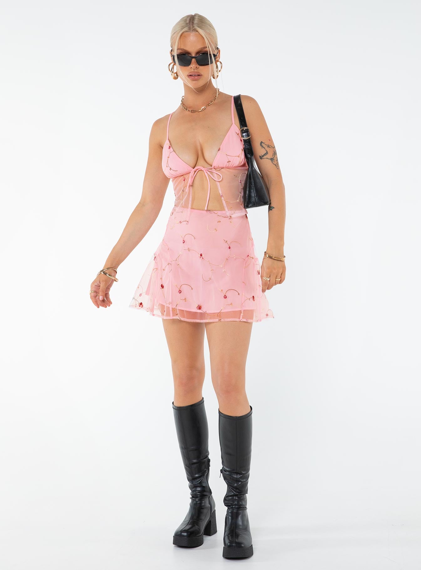 Rosen Mini Skirt Pink Floral - Image 3