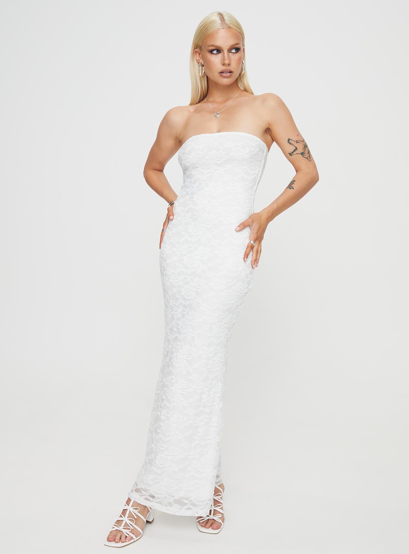 Lavelle Strapless Maxi Dress White - Image 3