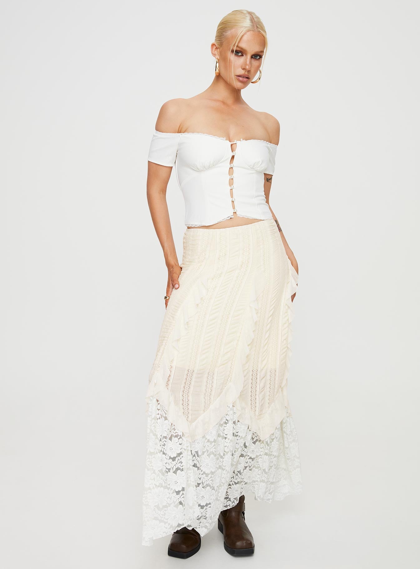 Posner Off The Shoulder Top Ivory - Image 3