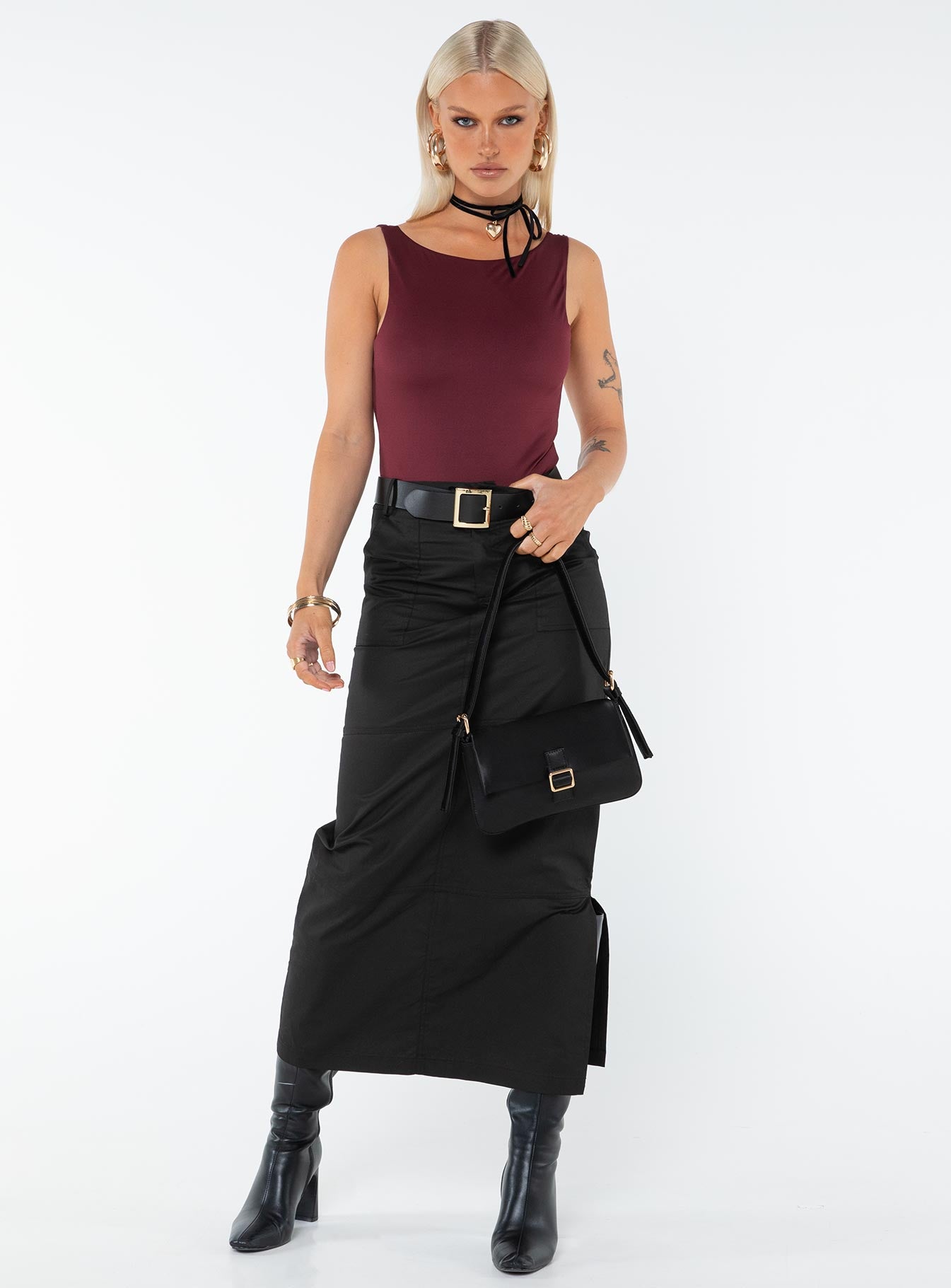 Coomba Backless Bodysuit Burgundy - Image 3