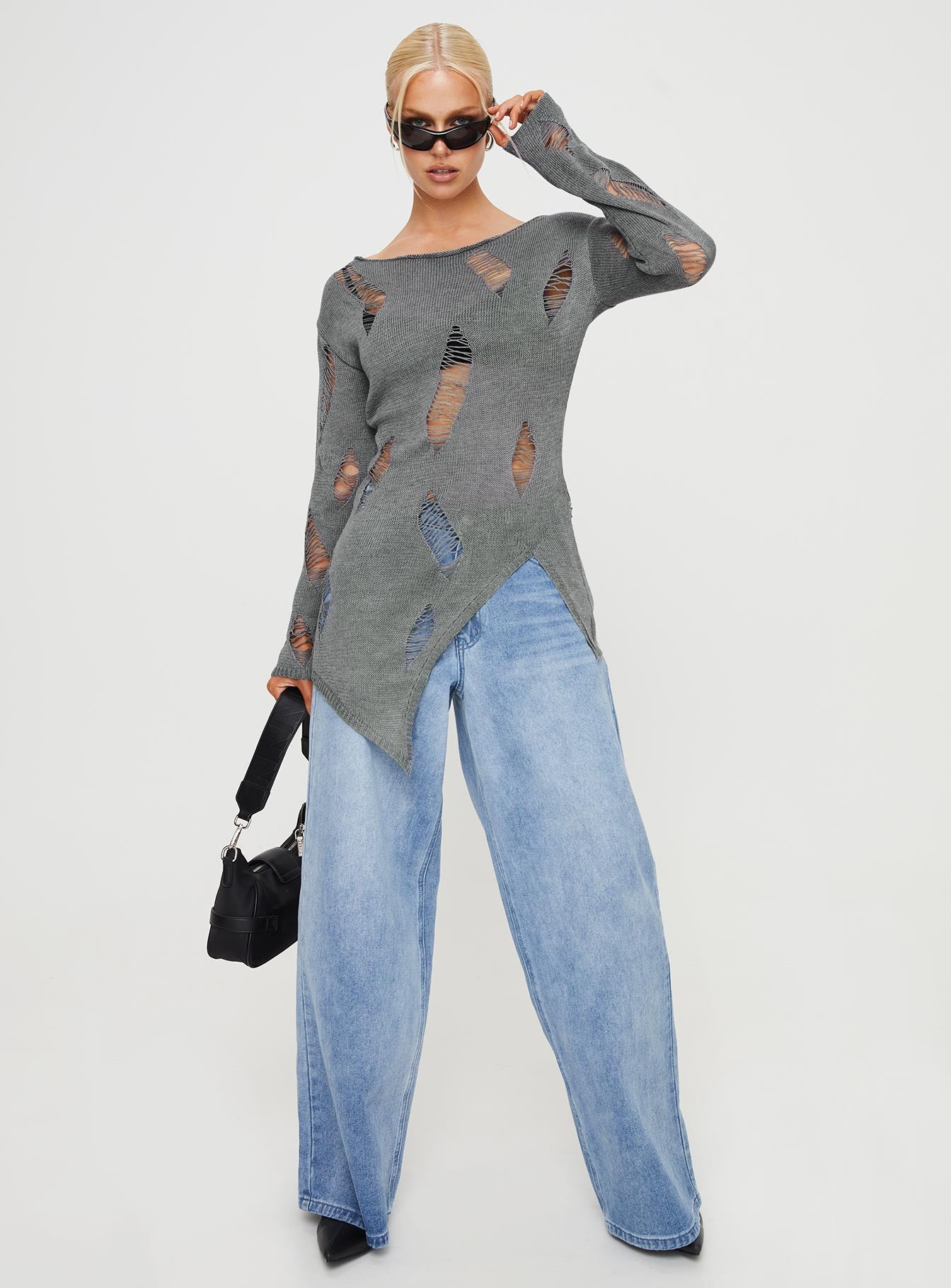 Ermina Distressed Sweater Grey - Image 3