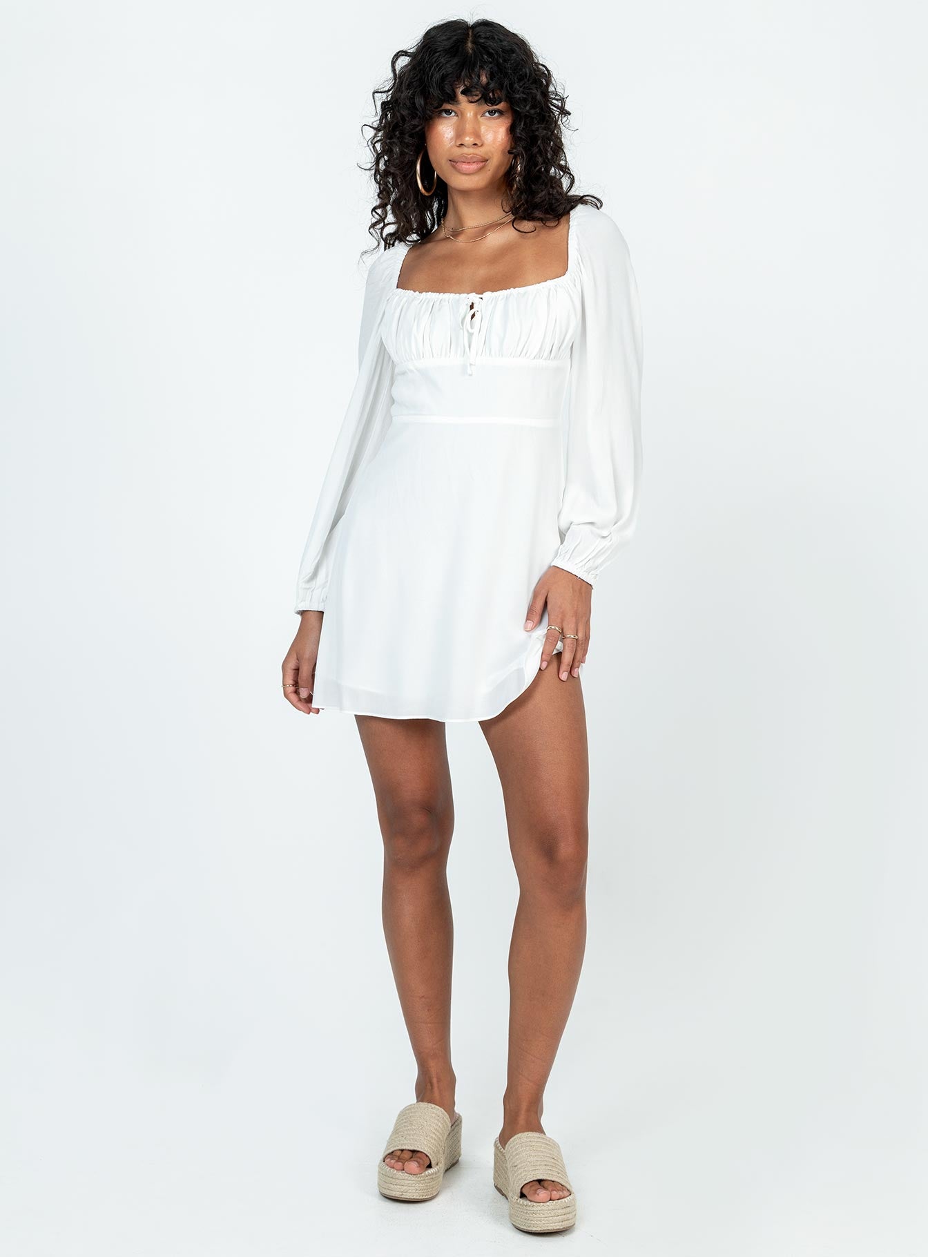 Elvira Mini Dress White - Image 3
