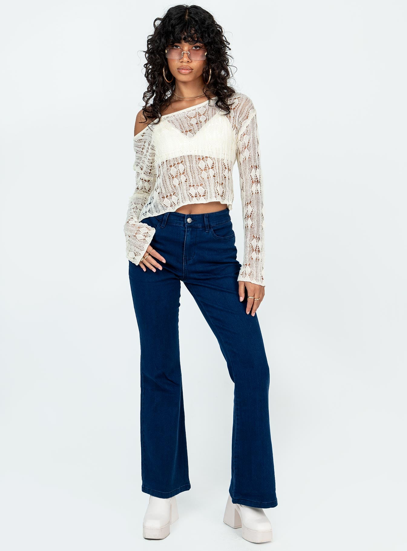 Asher Cropped Sweater Cream - Image 3