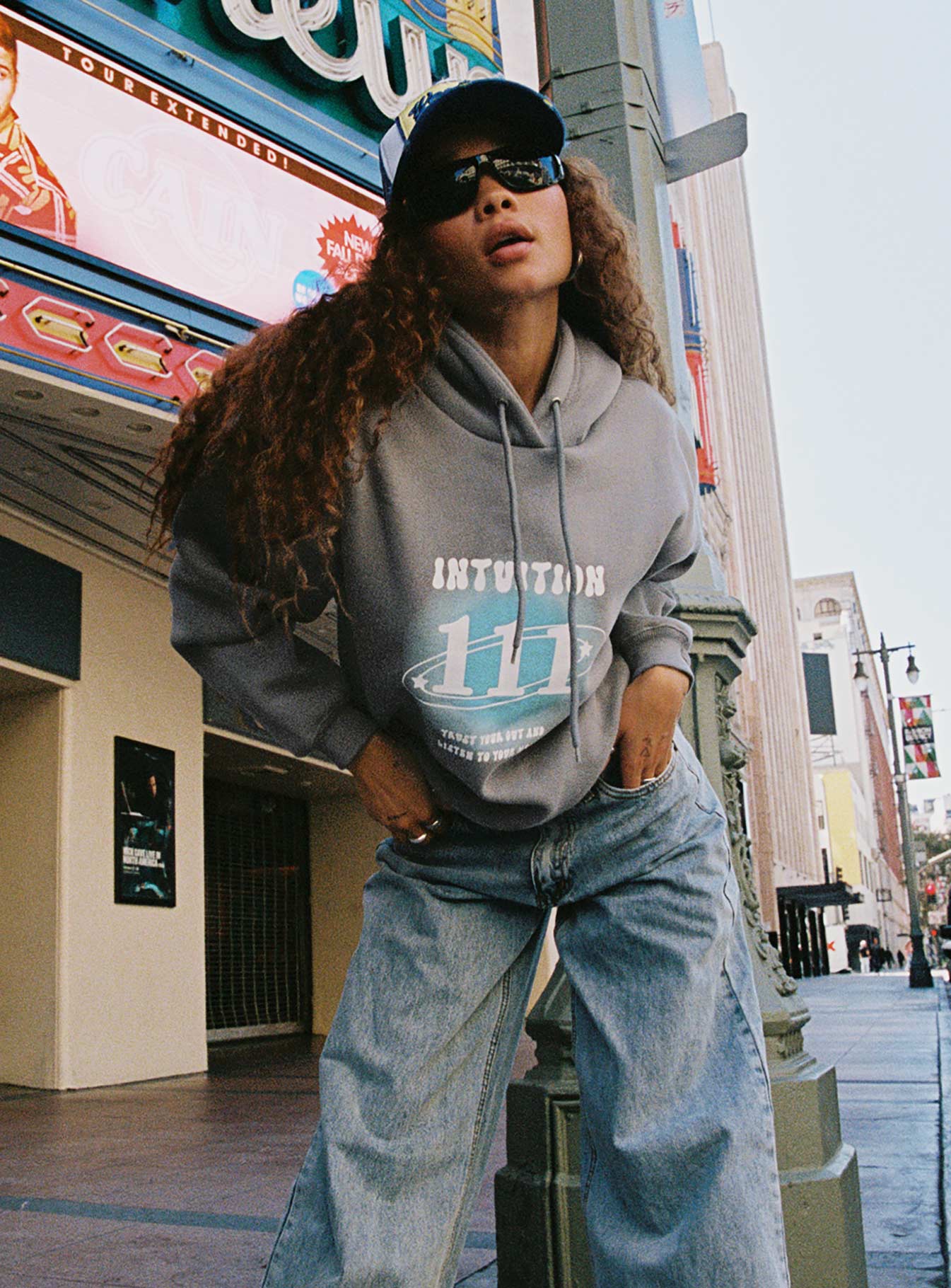 Intuition Hooded Sweatshirt Bubble Text Charcoal - Image 2