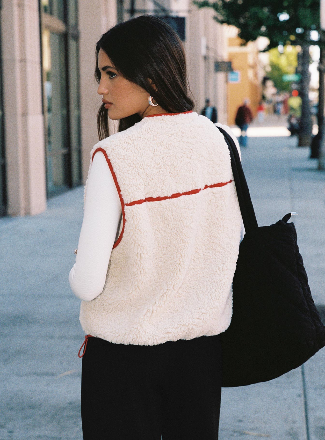 Senna Sherling Vest Jacket Cream / Red - Image 2