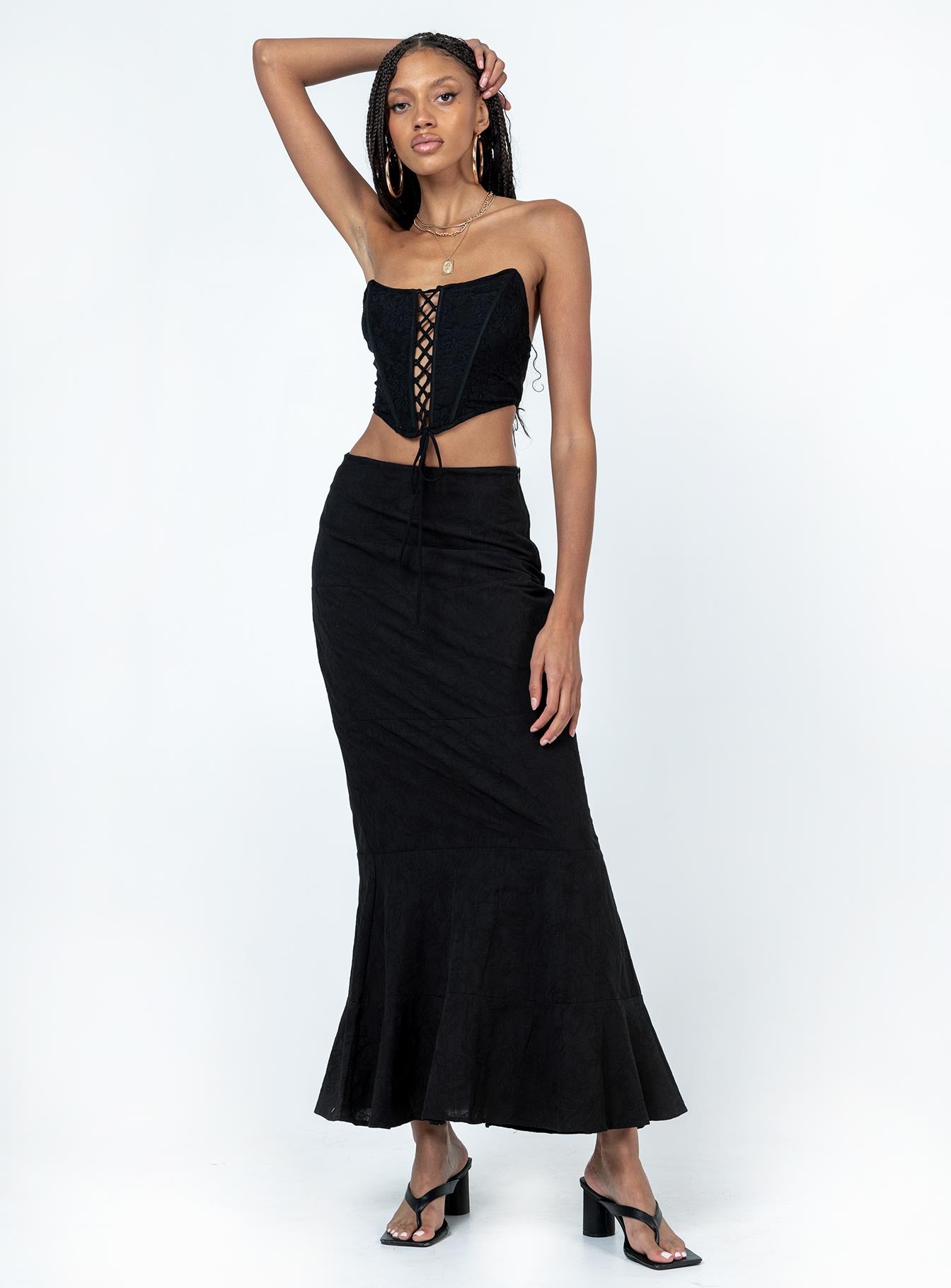 Raven Mid Rise Skirt Black - Image 4