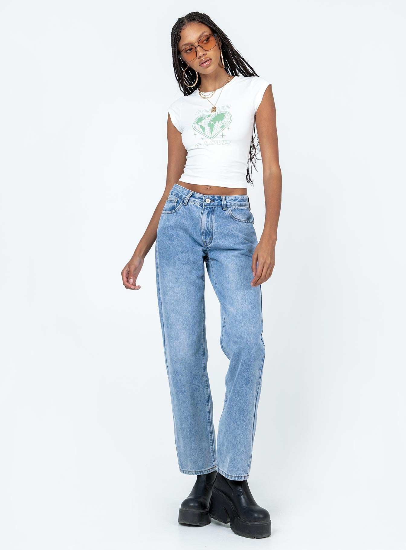 Peace and Love Longline Tee White - Image 3