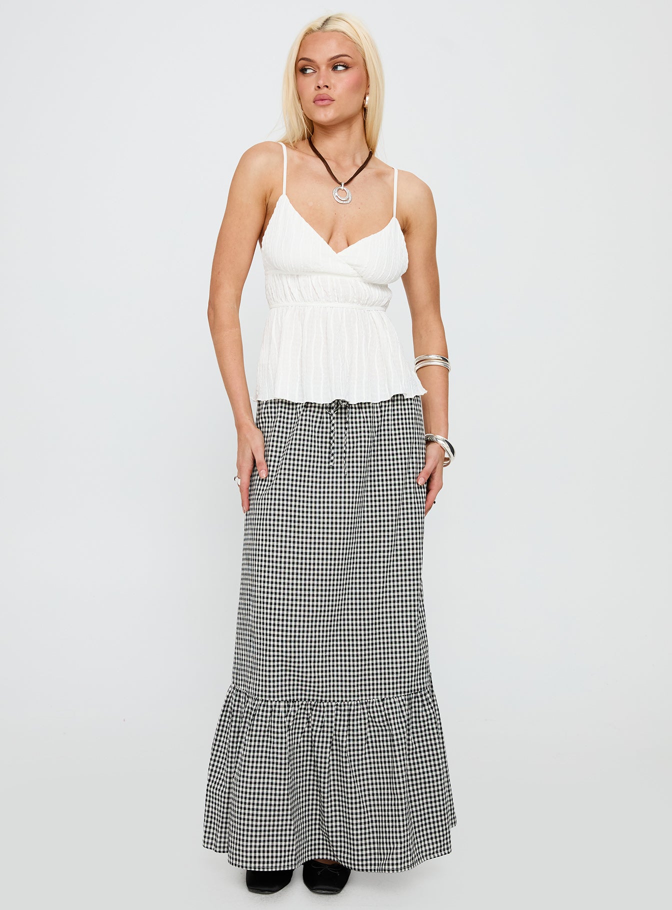 Modern Girl Maxi Skirt Black / White Gingham - Image 3