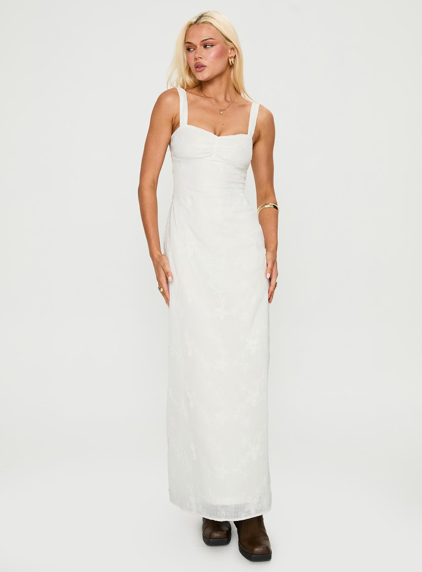 Maisone Broderie Maxi Dress White - Image 3