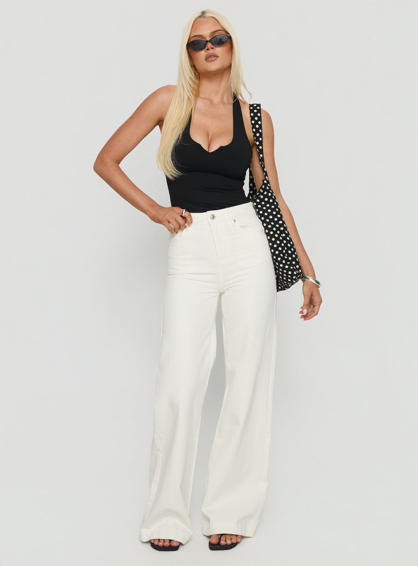 Goldie High Rise Wide Leg Jeans White - Image 3
