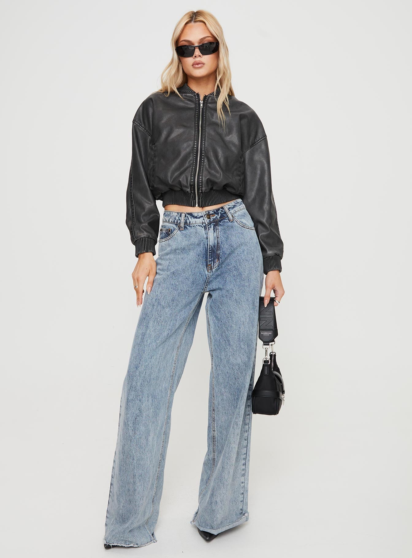 Project Faux Leather Jacket Slate - Image 5