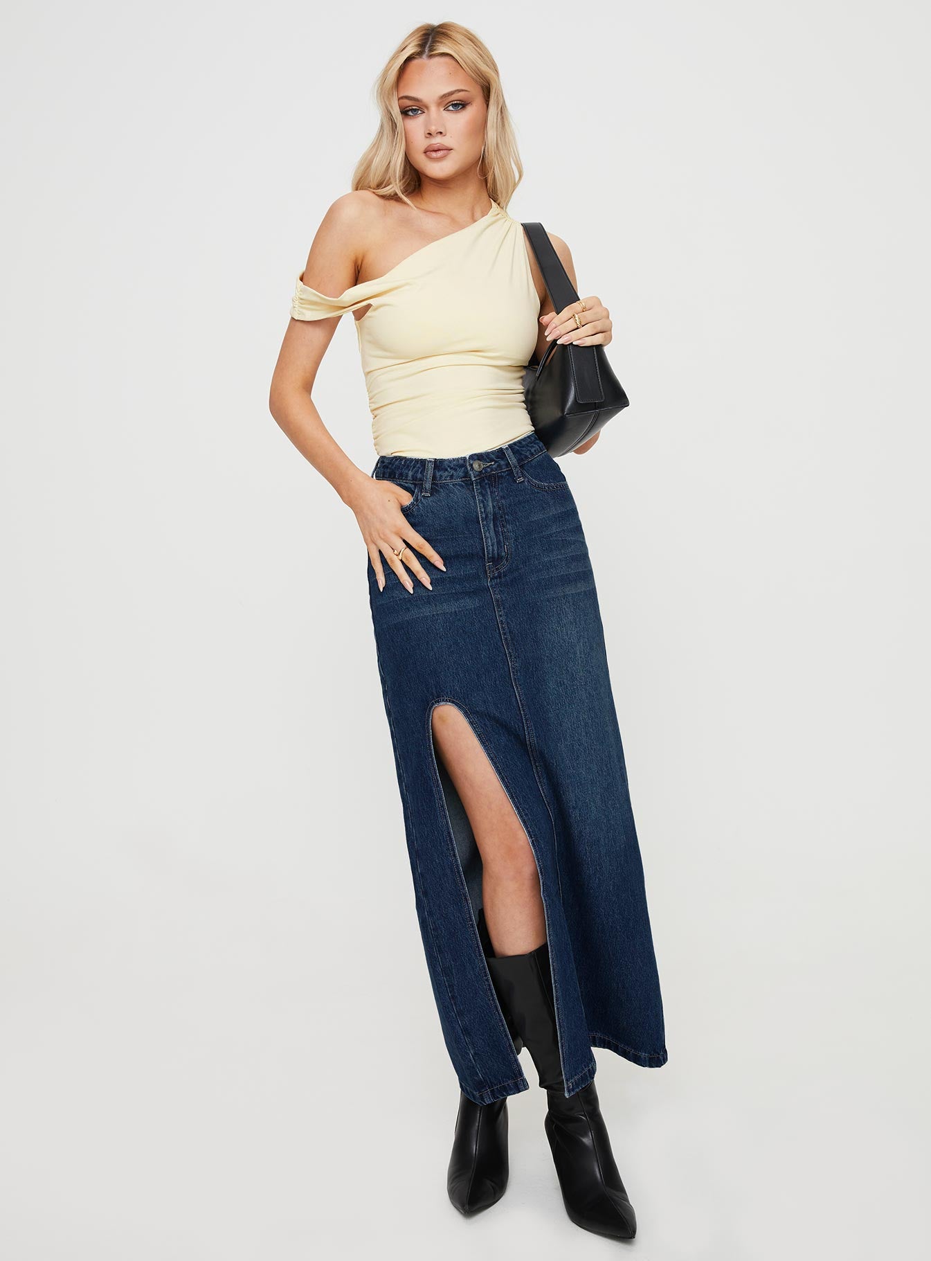Saige Denim Maxi Skirt Mid Wash - Image 3