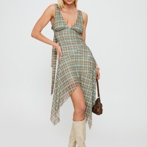 Blaize Asymmetrical Midi Dress Multi Check