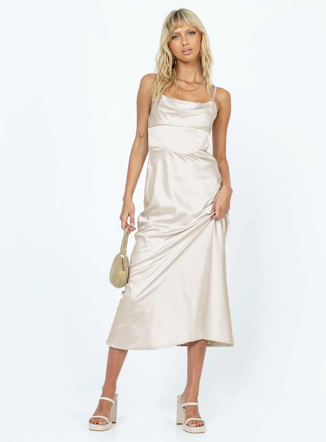 Perrie Midi Dress Cream - Image 3