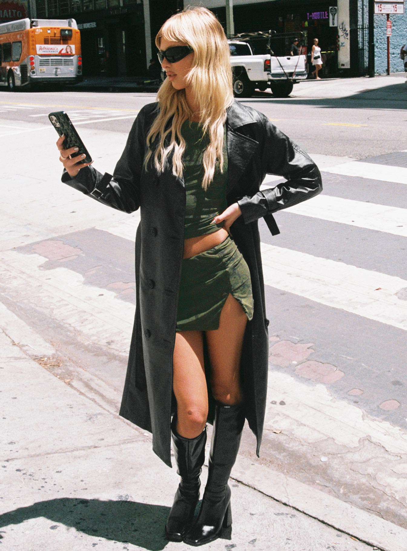 Montanna Faux Leather Coat Black - Image 9