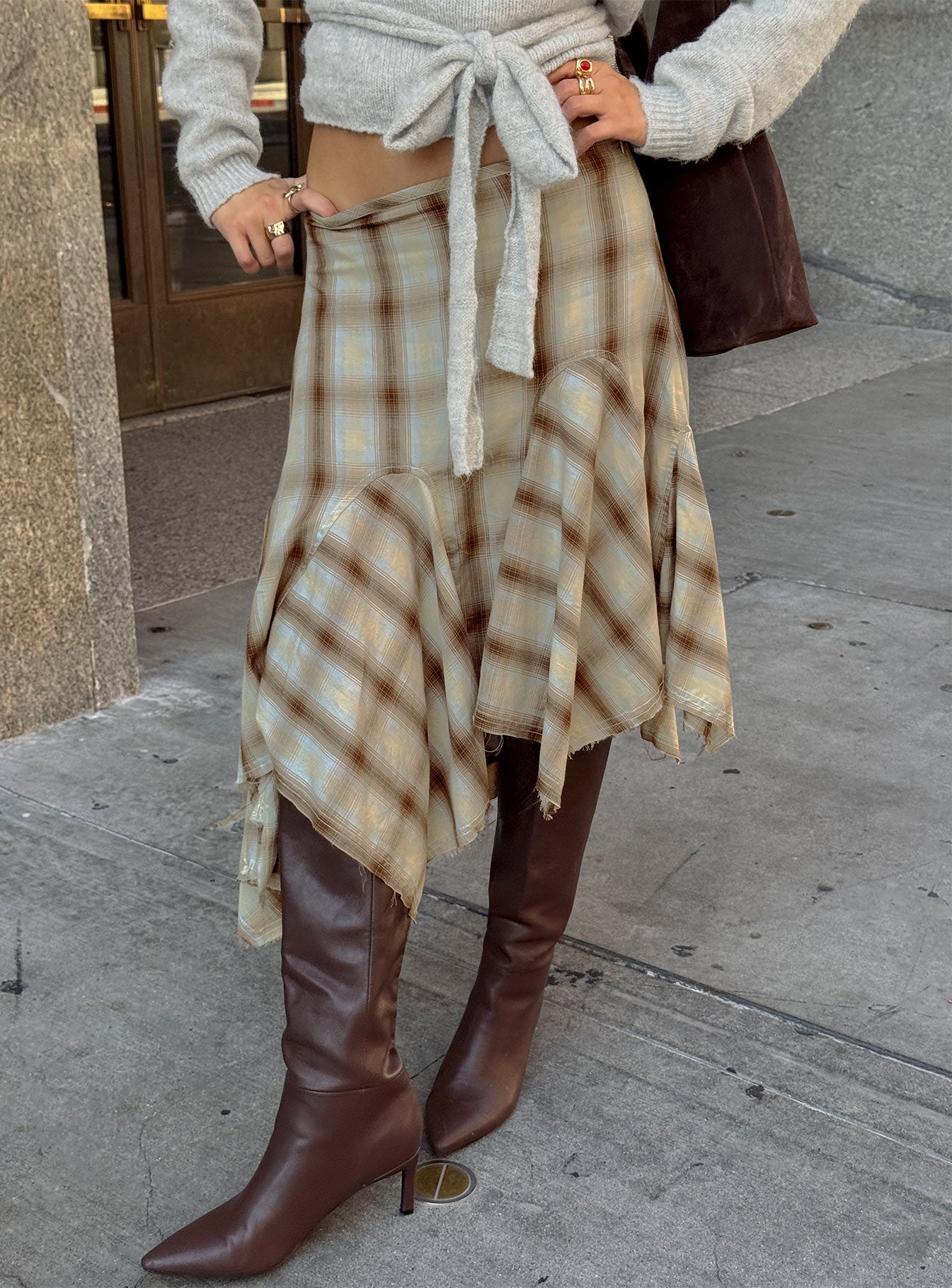 Toshie Asymmetrical Midi Skirt Multi Check - Image 10