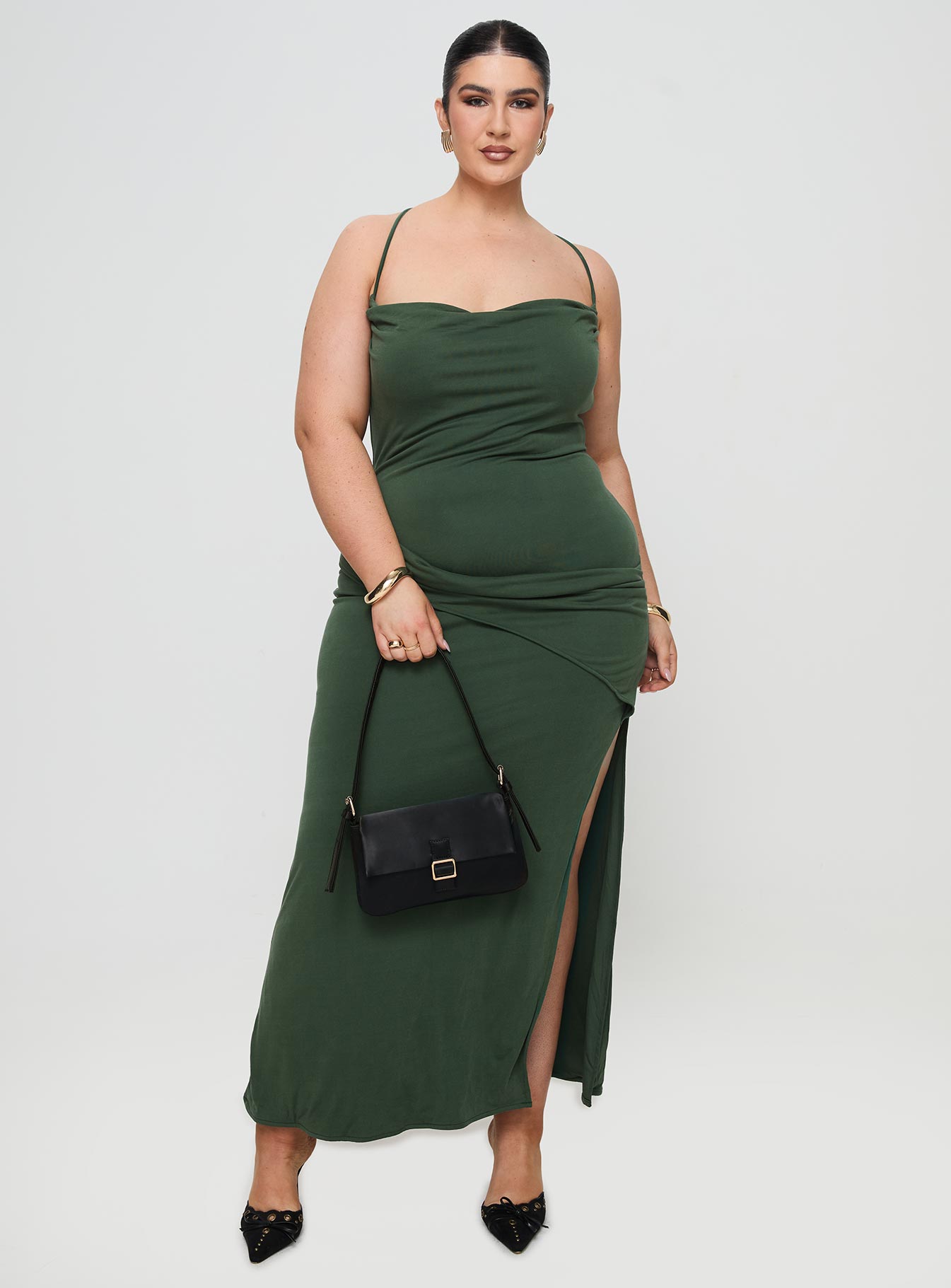 Marchesi Maxi Dress Green Curve - Image 3