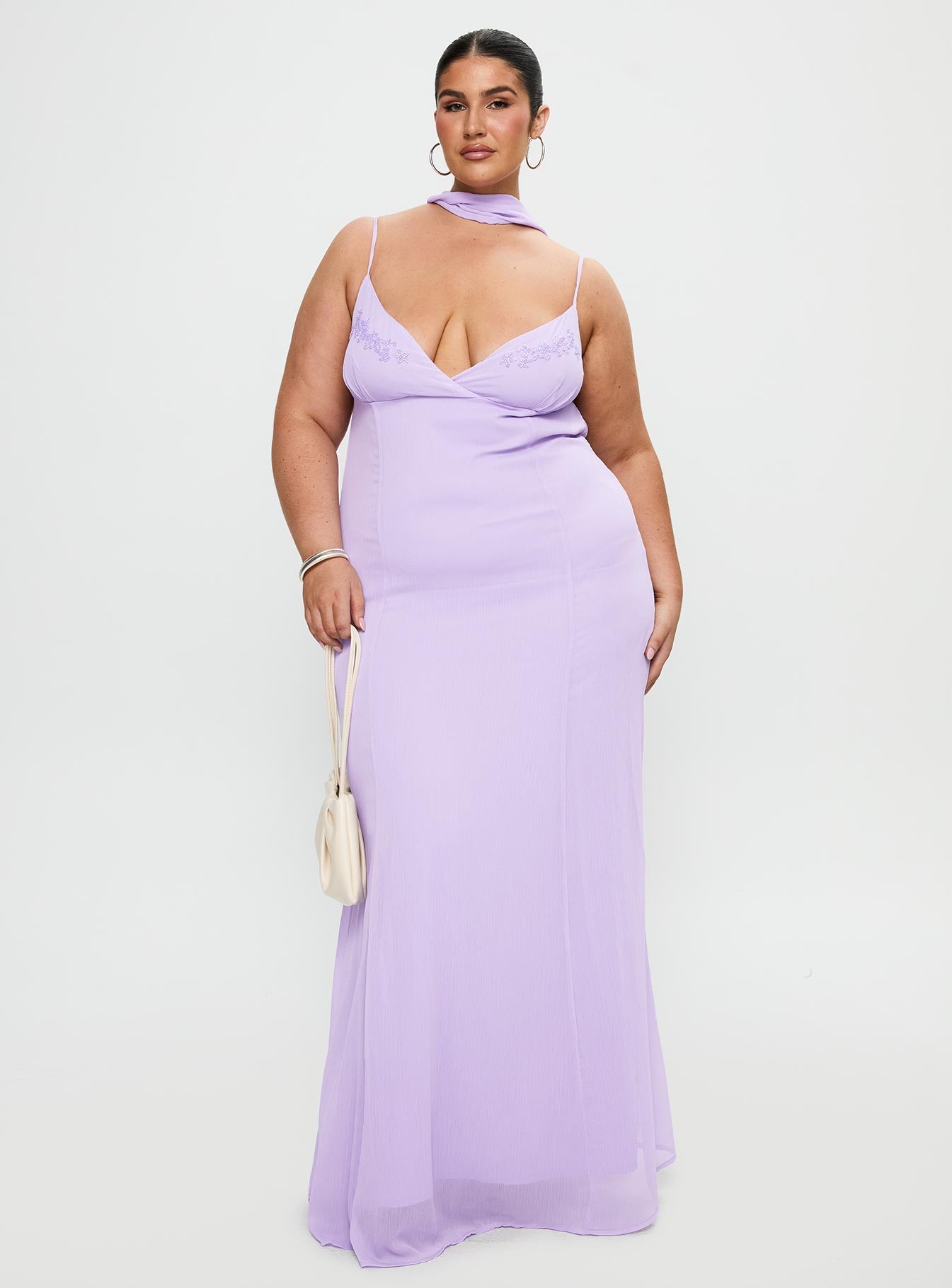 Jadira Scarf Maxi Dress Purple Curve - Image 3