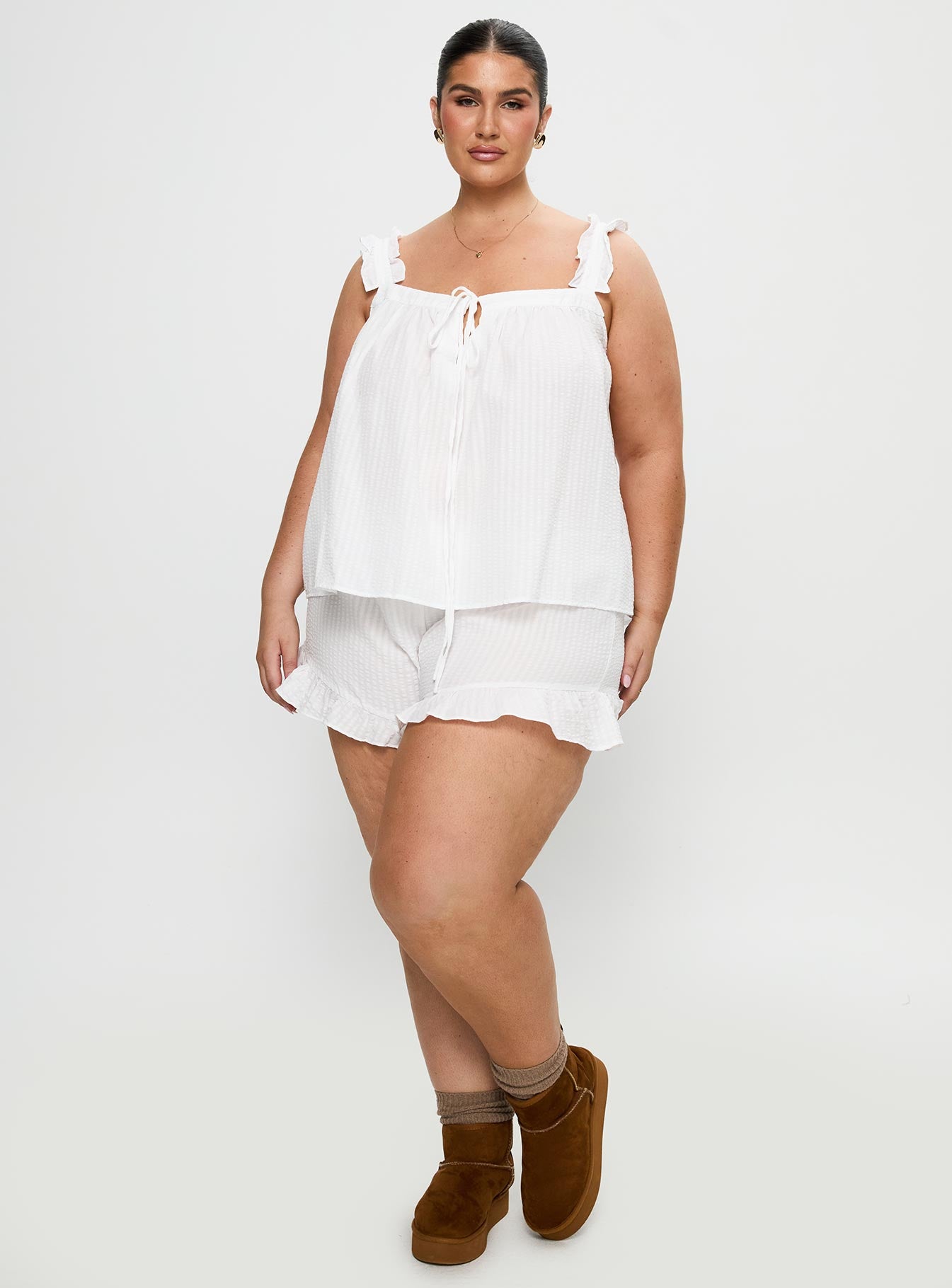 Santabelle Frill Shorts White Curve - Image 3