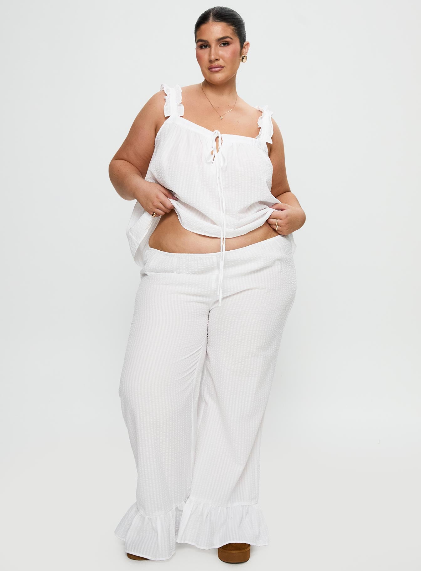 Santabelle Frill Pants White Curve - Image 3