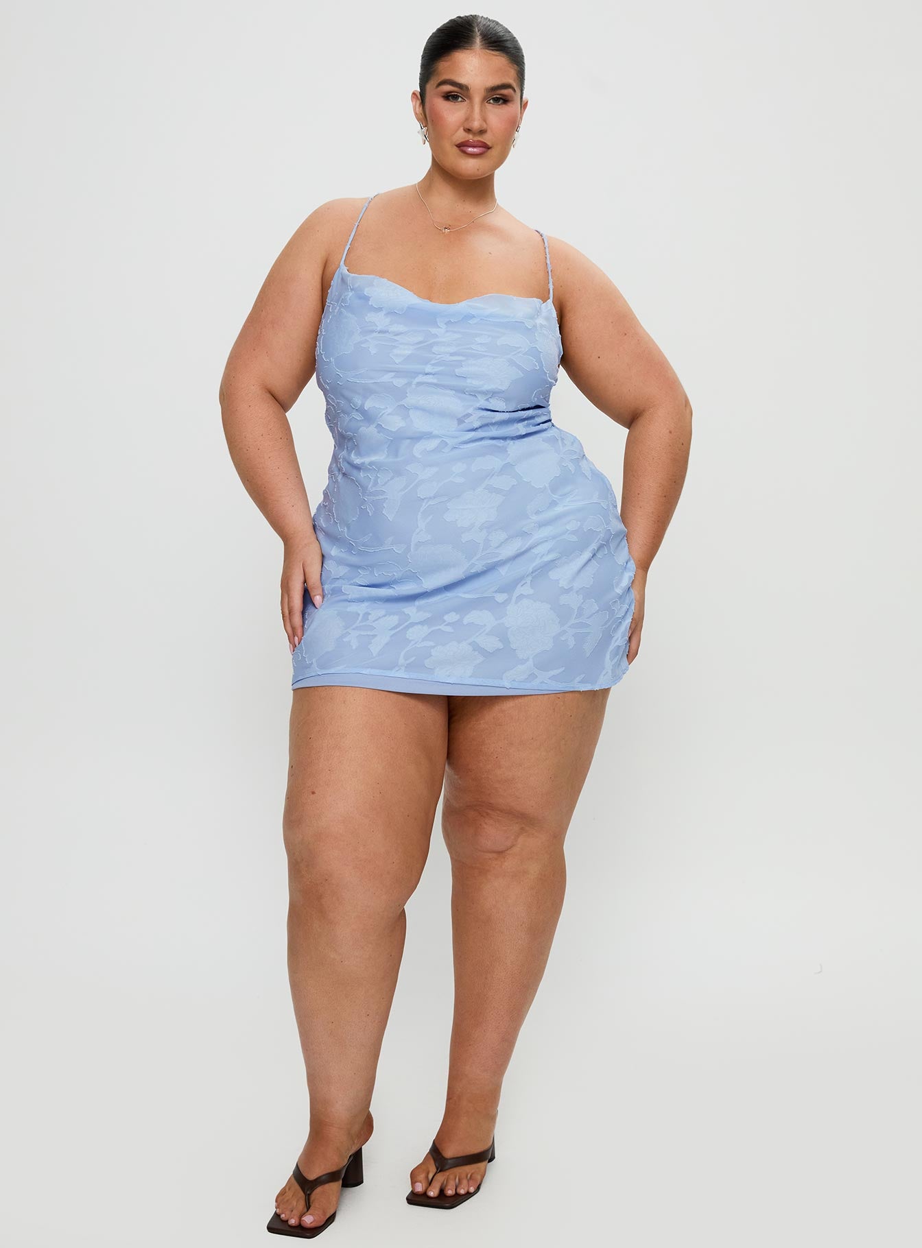 Celena Mini Dress Light Blue Burnout Curve - Image 3