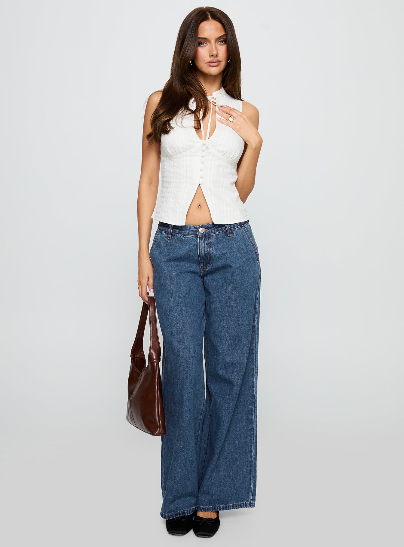 Hyde Low Rise Wide Leg Jeans Mid Blue - Image 2