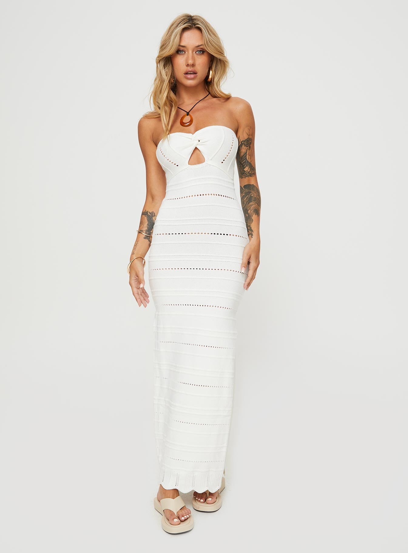 Cazwell Maxi Dress Cream - Image 3