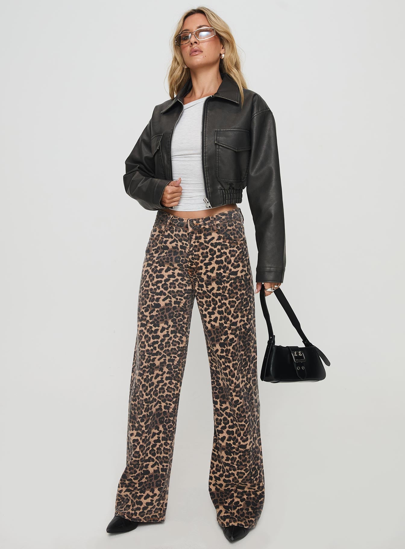 Eavar Faux Leather Jacket Washed Black - Image 2