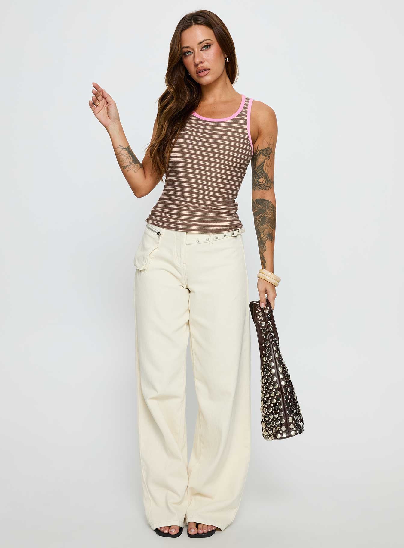 Elizebeth Contrast Trim Tank Top Multi Stripe - Image 3