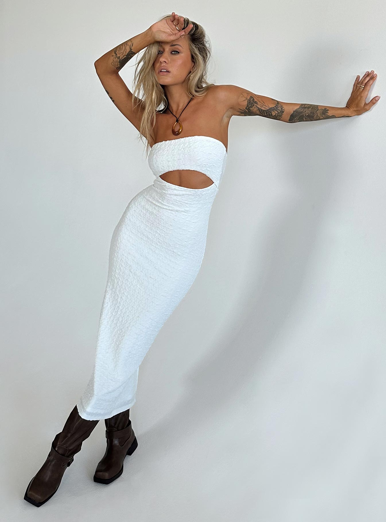 Talena Strapless Midi Dress White - Image 7