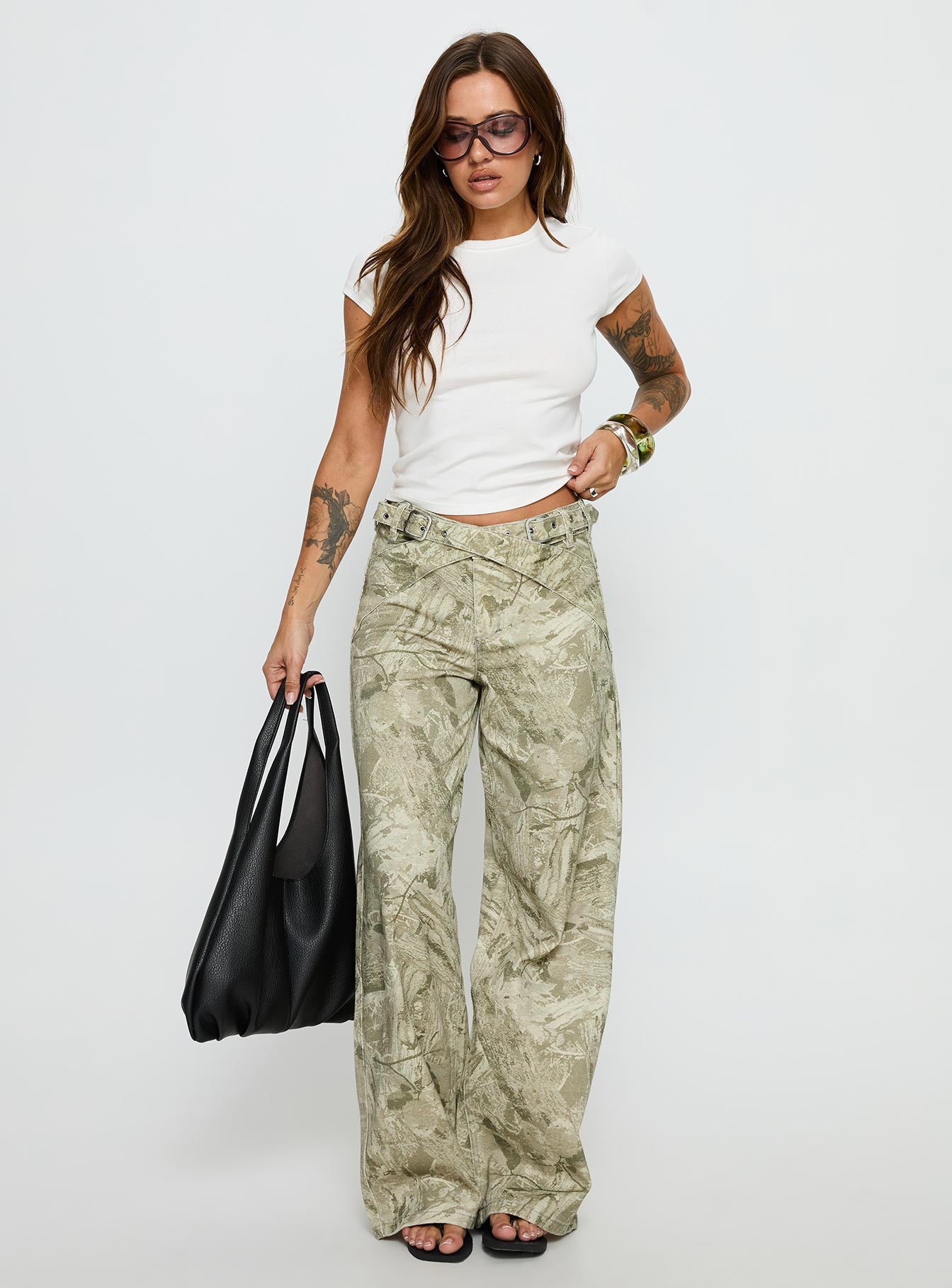 Mckinley Mid Rise Wide Leg Jeans Camouflage - Image 3