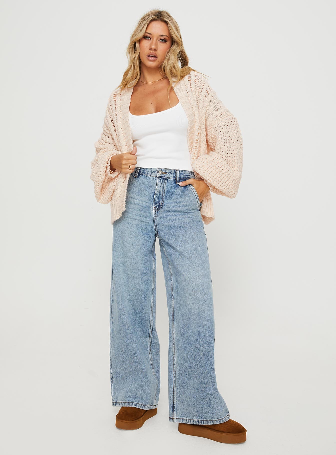 Abner Cable Cardigan Beige - Image 2