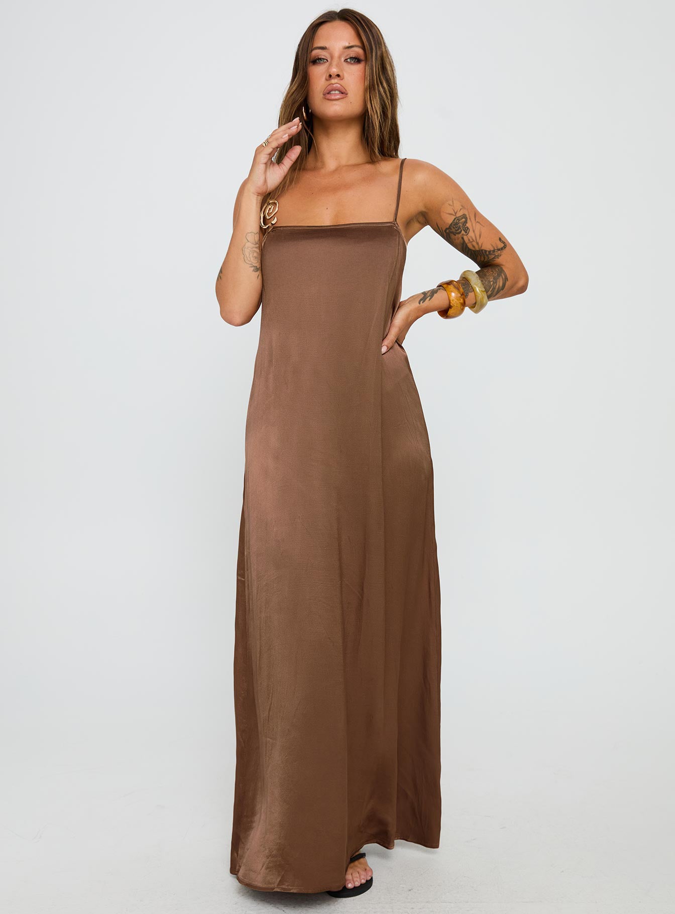Apple Cider Maxi Dress Brown - Image 3